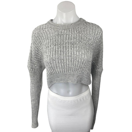 Urban Outfitters Gray Long Sleeve Ribbed Knit Crew Cropped Sweater Top Size XS