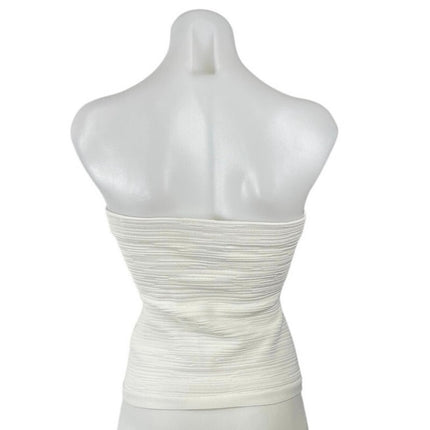 COS Women's White Textured Sleeveless Strapless Body Hugging Tube Bandeau Top S