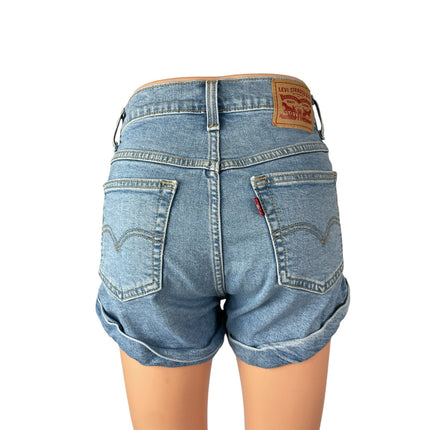 Levi's Women's Blue Cuffed High Waisted Medium Wash Denim Jean Shorts Size 26