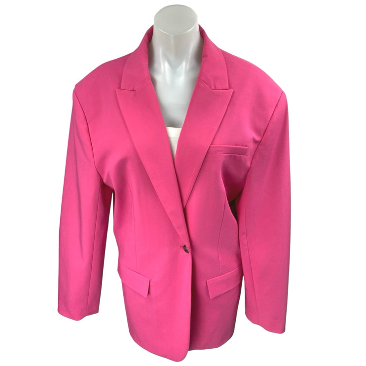 Zara Women's Pink One Button Notch Collar Long Sleeve Blazer Coat Jacket Size M