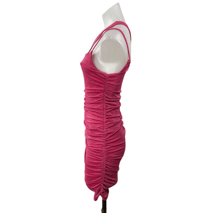 Superdown Women's Pink Sleeveless Metallic One Shoulder Bodycon Mini Dress Sz XS