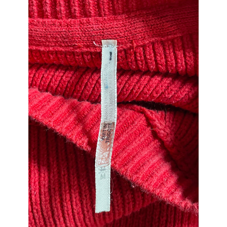 Free People Women's Red Ribbed Mock Neck Long Sleeve Sweatshirt Sweater Top M