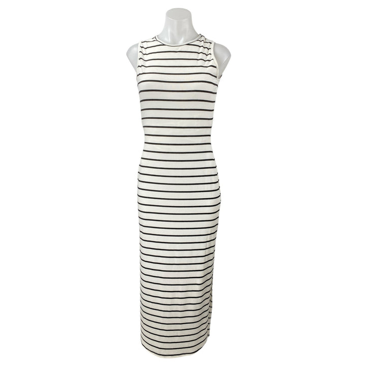 See You Monday SYM Women's White Striped Sleeveless Maxi Bodycon Tank Dress Sz L