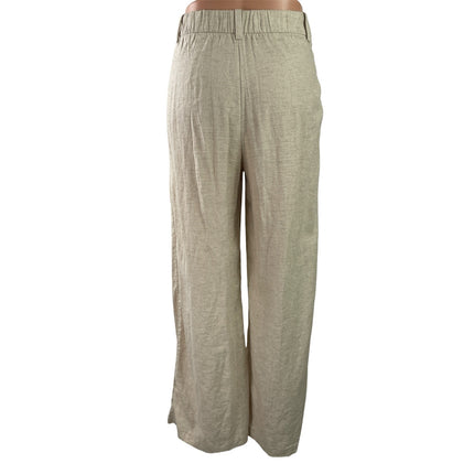 Hollister Livvy Cream Beige Linen Pleated Ultra High Rise Wide Trousers Pants XS