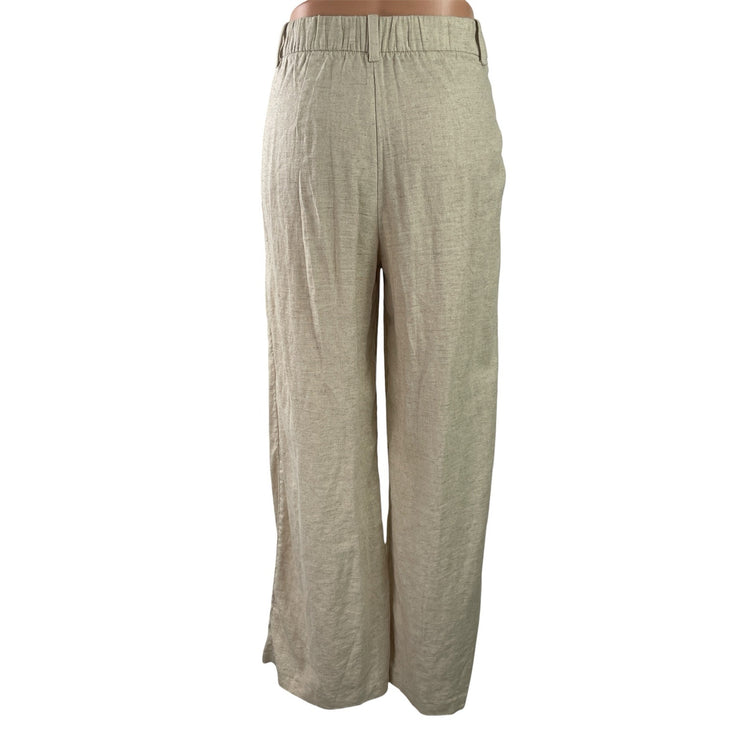 Hollister Livvy Cream Beige Linen Pleated Ultra High Rise Wide Trousers Pants XS