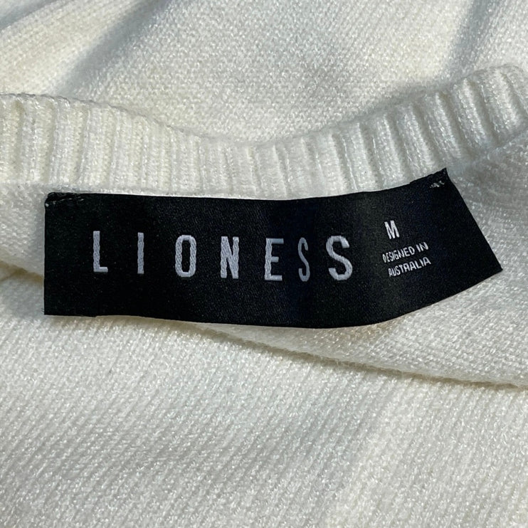 Lioness Cream Sleeveless Knit Button Down Crew Neck Cardigan Vest Top Size M