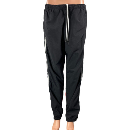 Karl Legarfeld Women's Black Side Stripes Drawstring Athletic Track Pants Size L