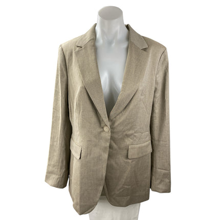 H&M Women's Beige Long Sleeve Notch Lapel One Button Blazer Coat Jacket Size M