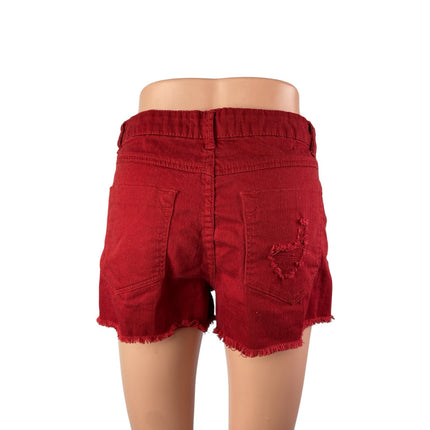 XXI Premium Womens Red Distressed High Waisted Cut Off Denim Jean Shorts Size 29