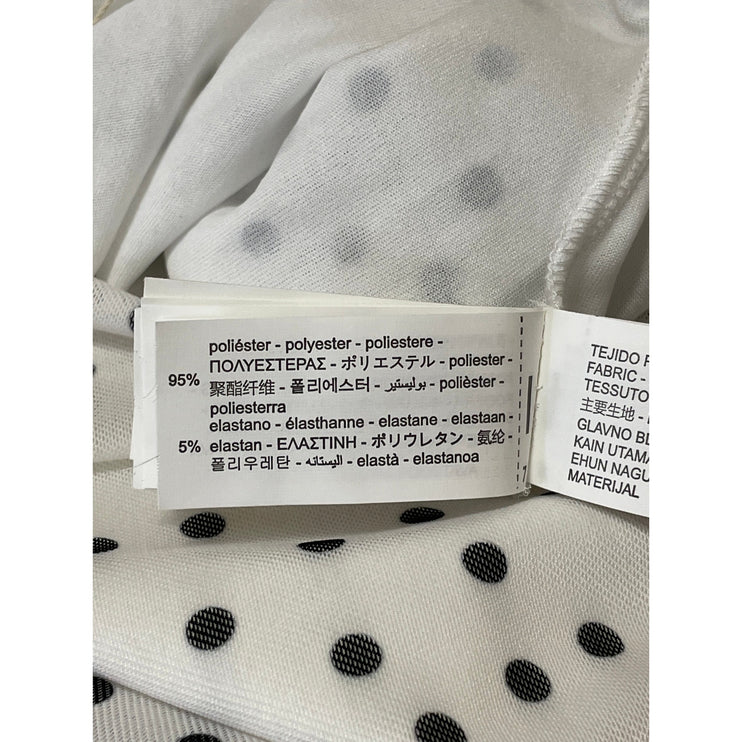 Zara Women's White Black Polka Dots Ruched Draped Flowy Mesh Maxi Skirt Size S
