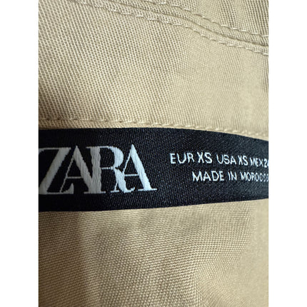 Zara Brown Blue Colorblock Long Sleeve Button Down Crop Shirt Jacket Top Size XS