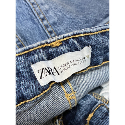 Zara Women's Blue High Waisted Slim Fit Flared Bootcut Leg Denim Jeans Pants 4