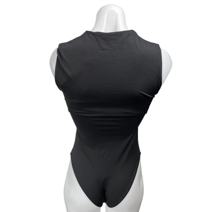 Zara Women's Black Square Neck Stretch Sleeveless Tank Bodysuit Top Size S