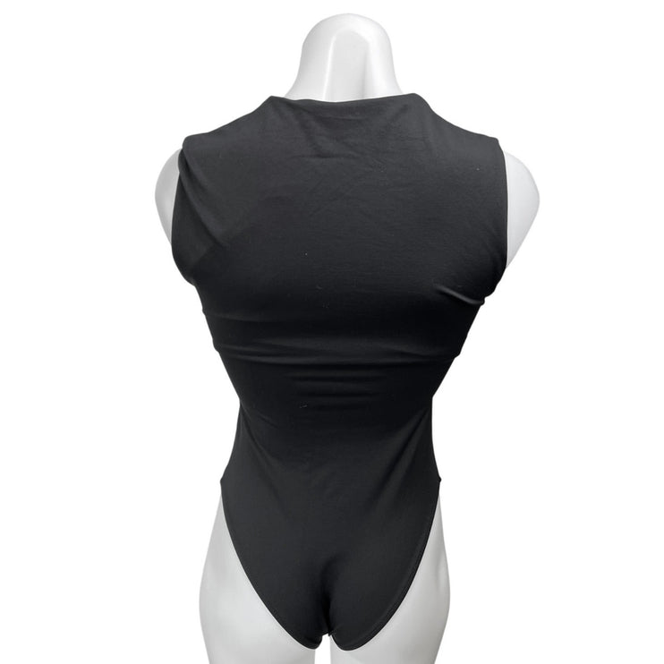 Zara Women's Black Square Neck Stretch Sleeveless Tank Bodysuit Top Size S