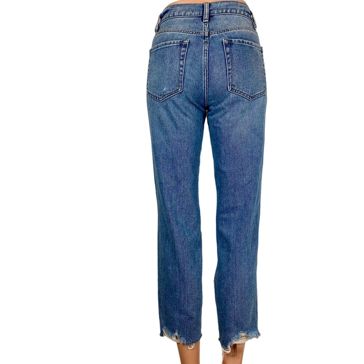 Pacsun Blue Vintage Icon Straight Leg Distressed Cropped Raw Hem Jeans Size 23