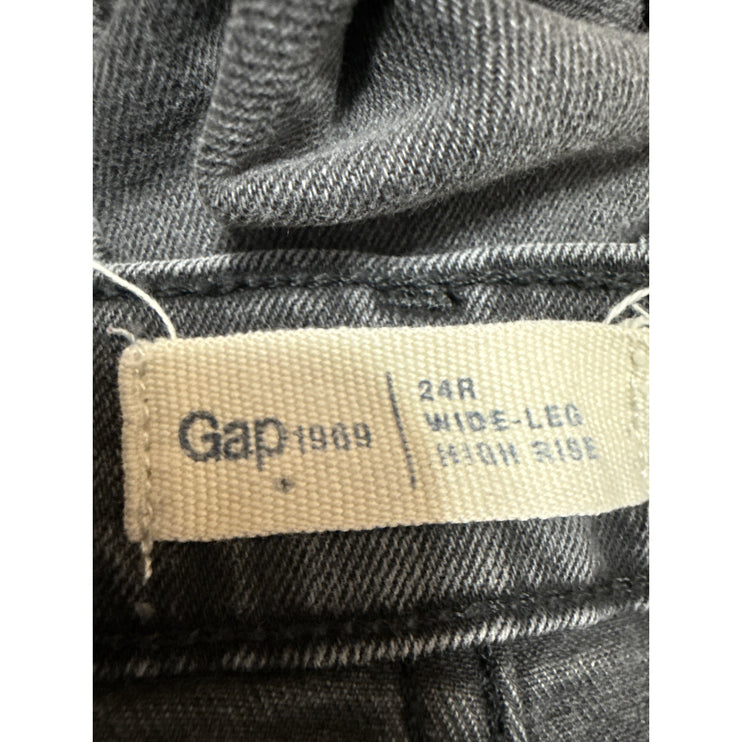 GAP 1969 Women's Black Gray Wide Leg High Waisted Denim Jeans Pants Size 24