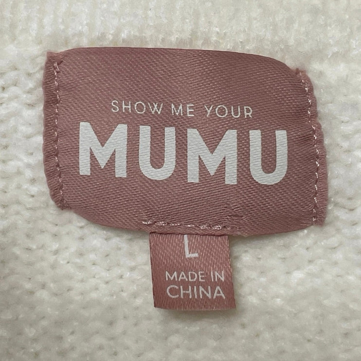Show Me Your Mumu Melrose Women's White Long Sleeves Knit Sweater Coat Jacket L