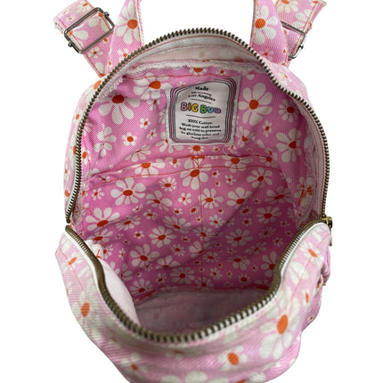 Big Bud Press Lazy Daisy Pink Floral Zip Adjustable School Backpack Size OS