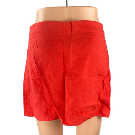 Zara Women's Bright Red High Waisted Zip Y2k Straight Pencil Mini Skirt Size M