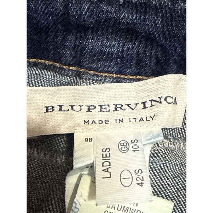 BluPervinca Blue High Waisted Front Slit Straight Midi Denim Jean Skirt Size S