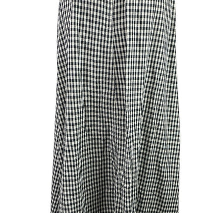Max Studio Navy Blue Gingham Check Boho High Waist A Line Maxi Skirt Size M