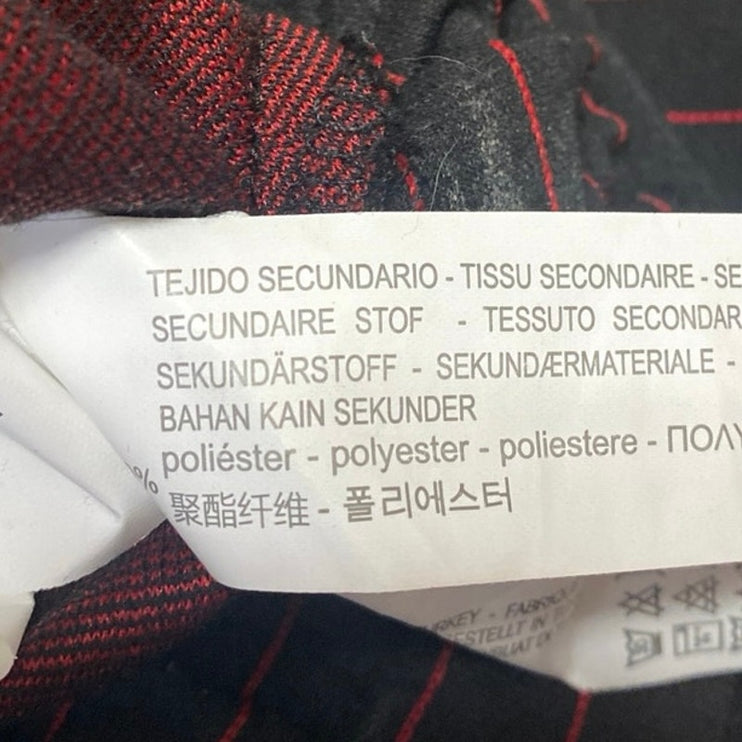 Zara Black Red Striped Long Dolman Sleeve Drawstring Cropped Sweater Top Size M