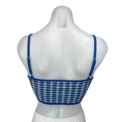 Princess Polly Blue White Houndstooth Sleeveless Cami Camisole Tank Crop Top S/M