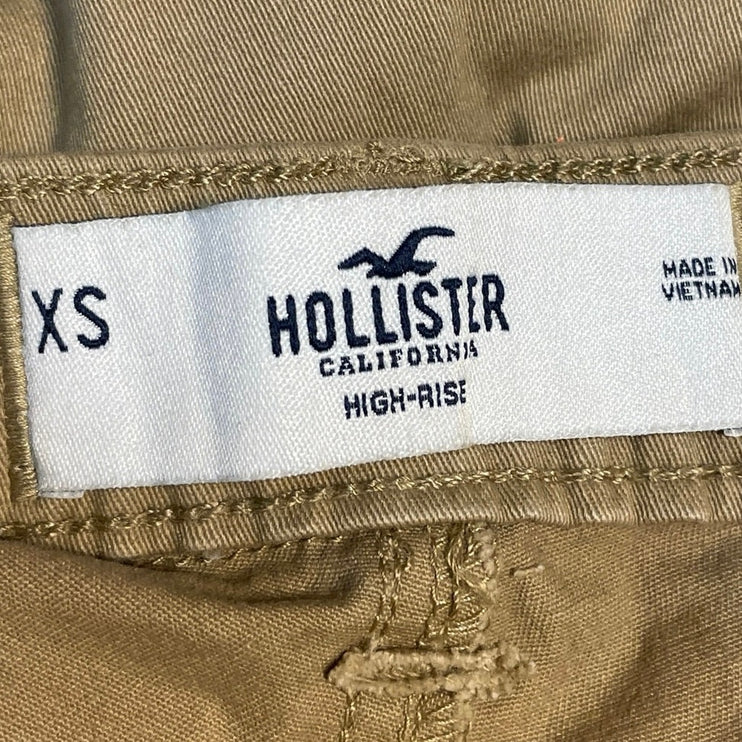 NEW Hollister Tan High Rise Baggy Barrel Belt Tapered Pleated Trousers Pants XS