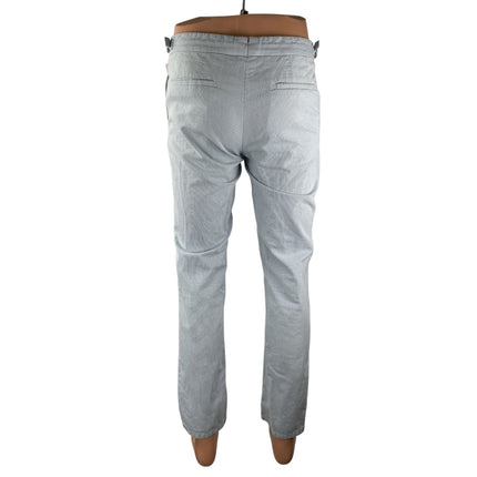 Orlebar Brown Men's White Striped High Rise Slim Straight Chino Trouser Pants 30