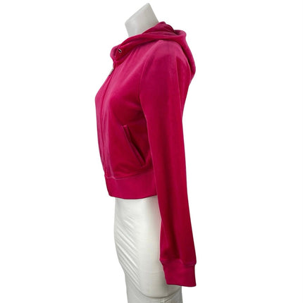 Juicy Couture Pink Velvet Velour Long Sleeve Zip Up Hoodie Sweatshirt Jacket S