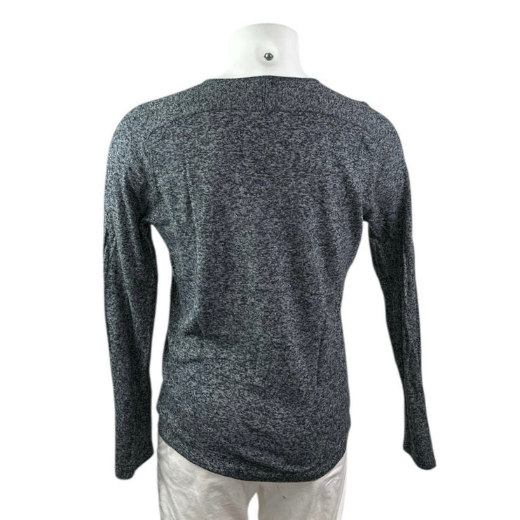 Zara Men's Black Heather Long Sleeve Crew Neck Basic T Shirt Tee Top Size M