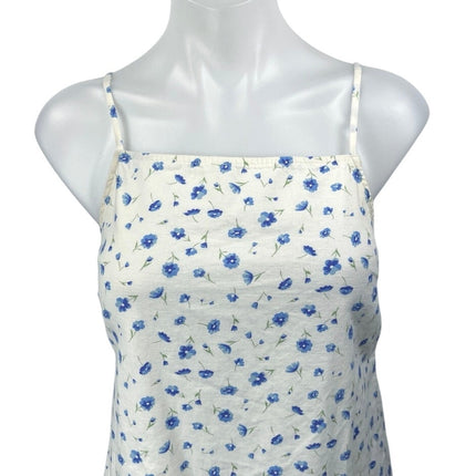 American Eagle White Linen Floral Sleeveless Cami Camisole Mini Tank Dress Sz M