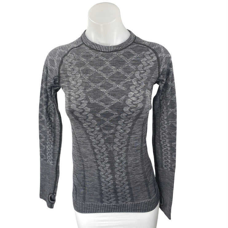 Lululemon Rest Less Dark Gray Long Sleeve Crew Neck Knit Sweater Top Size 2