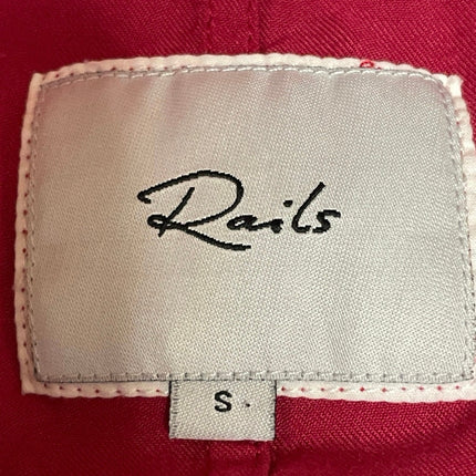 Rails Women's Red Hearts Long Sleeve Button Down V Neck Tie Blouse Top Size S
