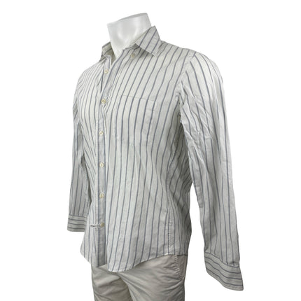 J.Crew Men's White Striped Collared Long Sleeve Slim Button Down Shirt Top Sz M