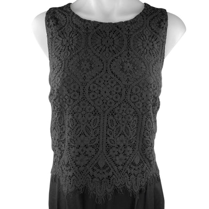 Ann Taylor LOFT Black Floral Lace Sleeveless Tapered Leg Tank Jumpsuit Size 6