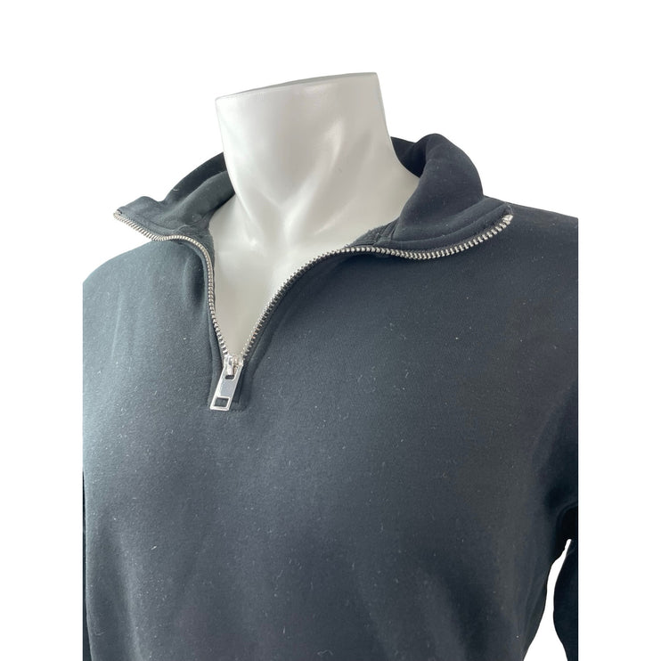 H&M Men's Black Relaxed Fit Long Sleeve Quarter Zip Knit Sweatshirt Top Size S