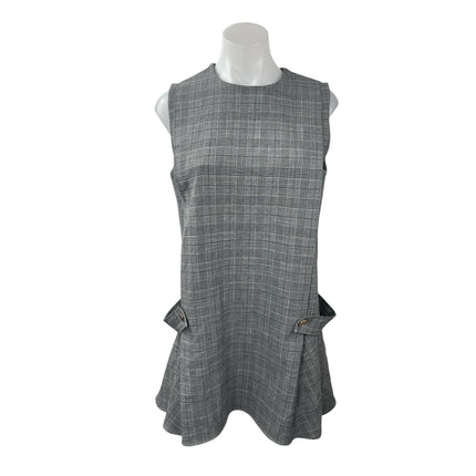 Zara Women's Gray Plaid Check  Sleeveless Mini Skater Tank Flare Shift Dress M