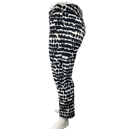 Eloquii Women's Black White Printed High Rise Stretch Straight Trousers Pants 18