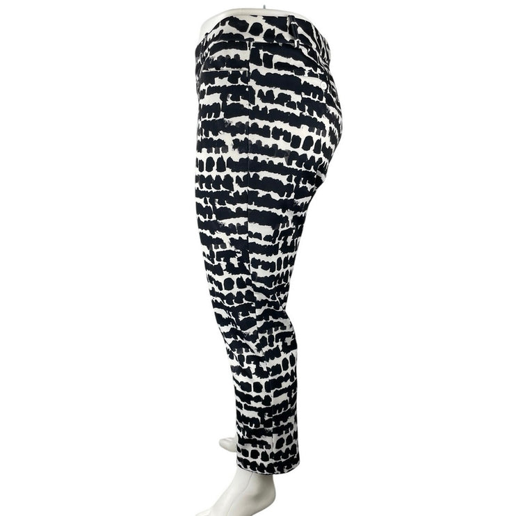Eloquii Women's Black White Printed High Rise Stretch Straight Trousers Pants 18