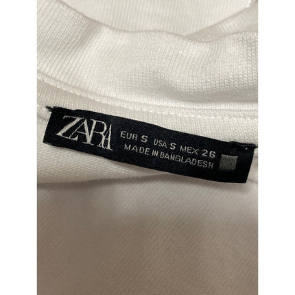 Zara Womens White Short Sleeve V Neck Basic Cotton Casual T Shirt Tee Top Size S