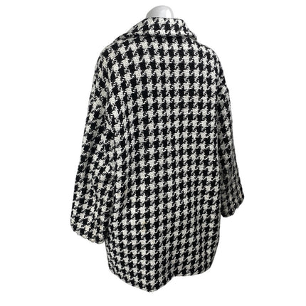Forever 21 Women's Black White Tweed Houndstooth Checkered Overcoat Jacket Sz S