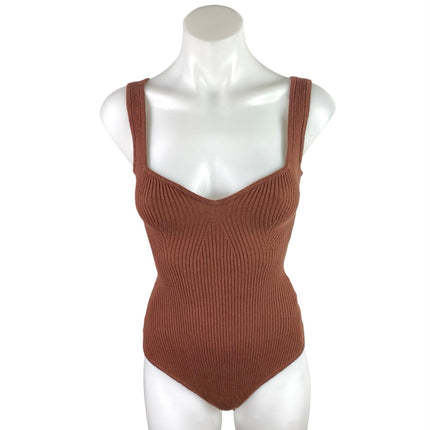 Abercrombie & Fitch Brown Ribbed Knit Sleeveless Cami Tank Bodysuit Top Size S