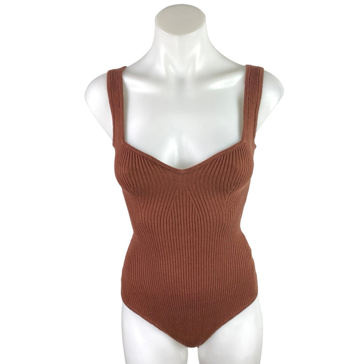 Abercrombie & Fitch Brown Ribbed Knit Sleeveless Cami Tank Bodysuit Top Size S