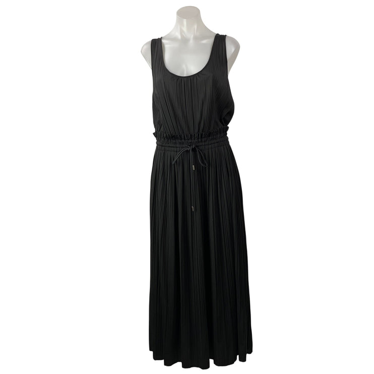 A.L.C Val Women's Black Sleeveless Smocked Drawstring Pleated Flowy Maxi Dress M