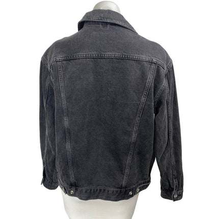 Topshop Moto Womens Black Button Down Long Sleeve Denim Jeans Coat Jacket Size 2