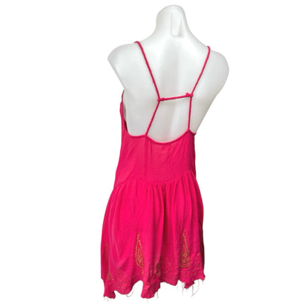 Free People Intimately Pink Paisley Embroidered Sleeveless Tunic Dress Size XS