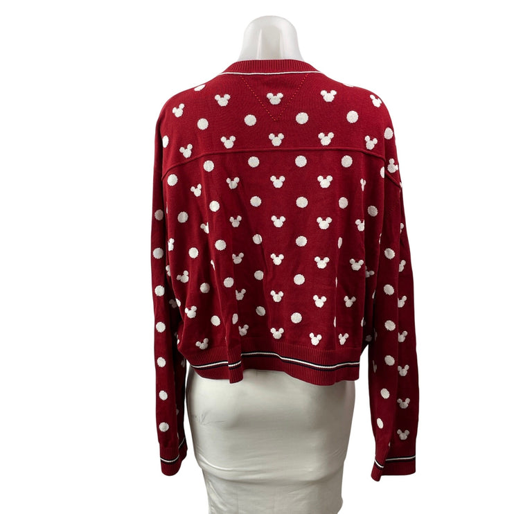 Disney x Tommy Hilfiger Women's Red White Long Sleeves Polka Dot Sweater Top L