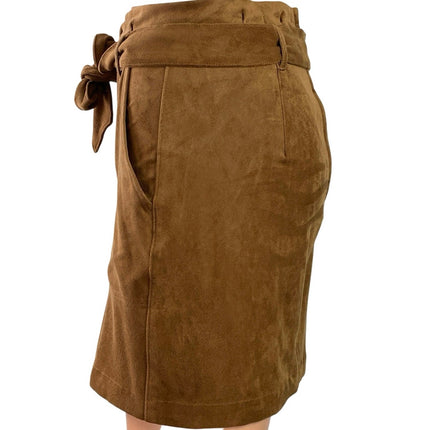 Abercrombie & Fitch Womens Brown Faux Suede Belted Mini Paperbag Skirt Size XS