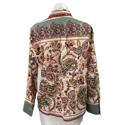 VRG Grl Womens Multicolor Paisley Print Button Down Long Sleeve Shirt Top Size L